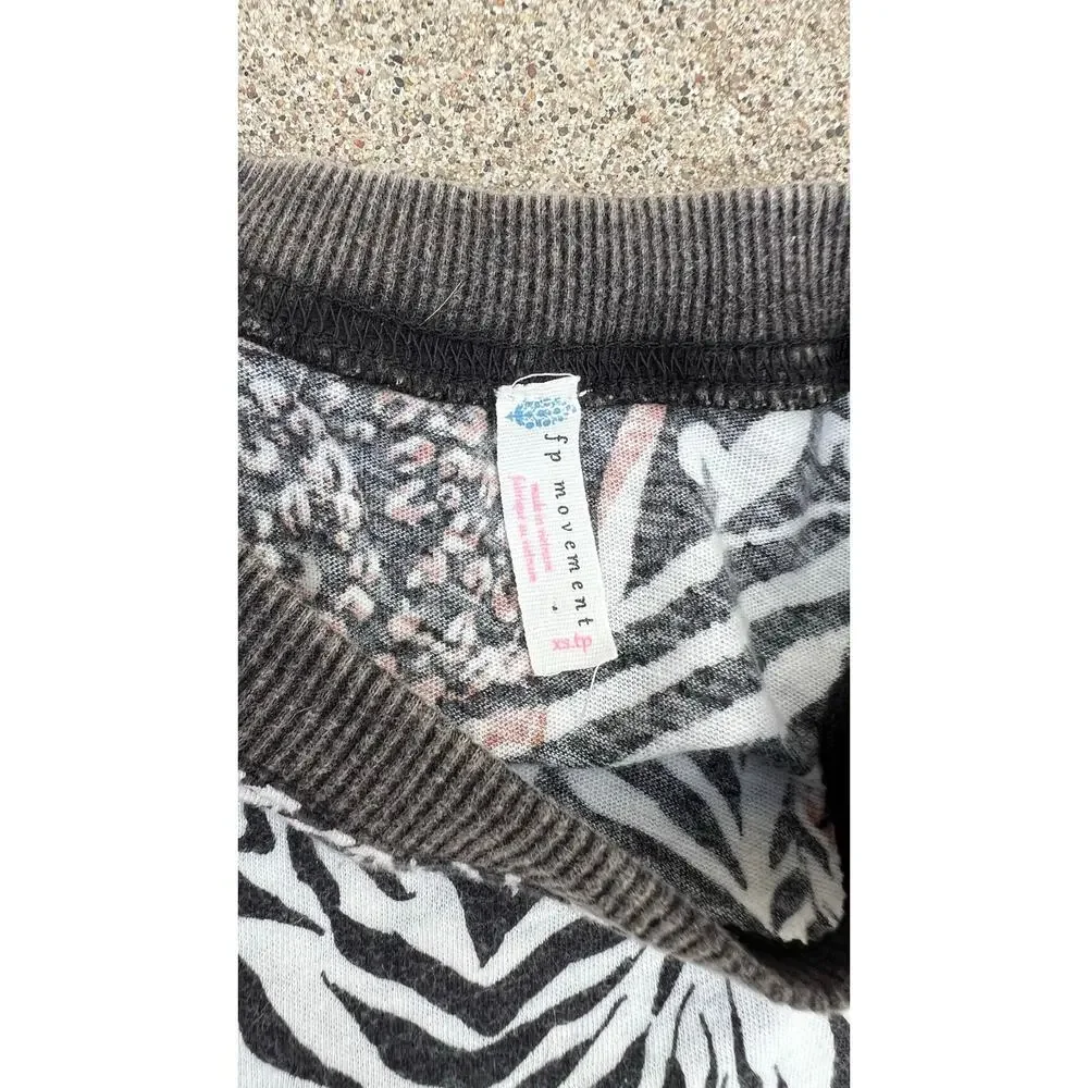 Free People‎ XS Leopard Dreams Print Muscle Tee Boho Distressed Oversized Top